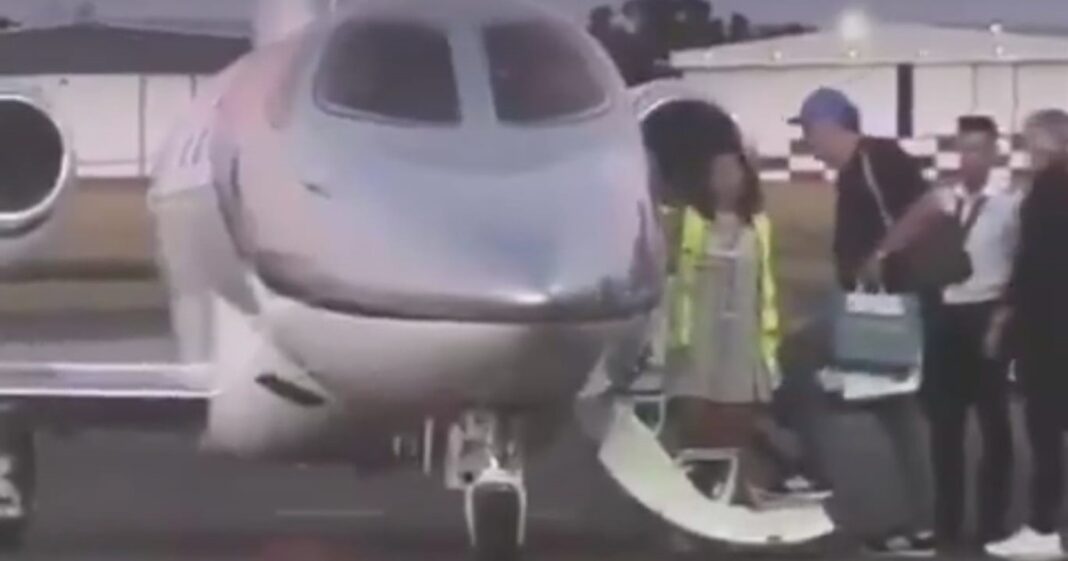 Ilustración de un avión privado en una pista de aterrizaje.